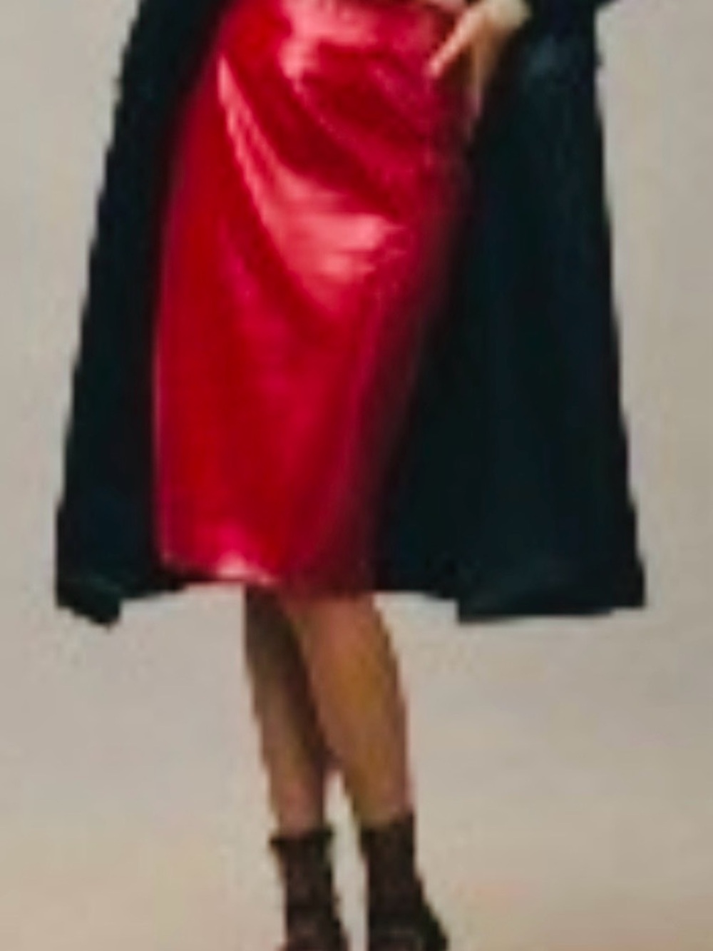 Sunday in Brooklyn Red Faux Leather Midi Skirt – Size M